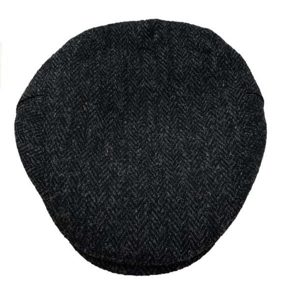 Hartside HS14 Scottish Highland Harris Tweed® Flat Cap in BLACK - PICK SIZE - Picture 10 of 11